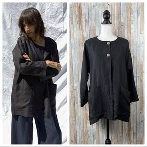 Are Studio OS Black Linen Smock Jacket Lagenlook